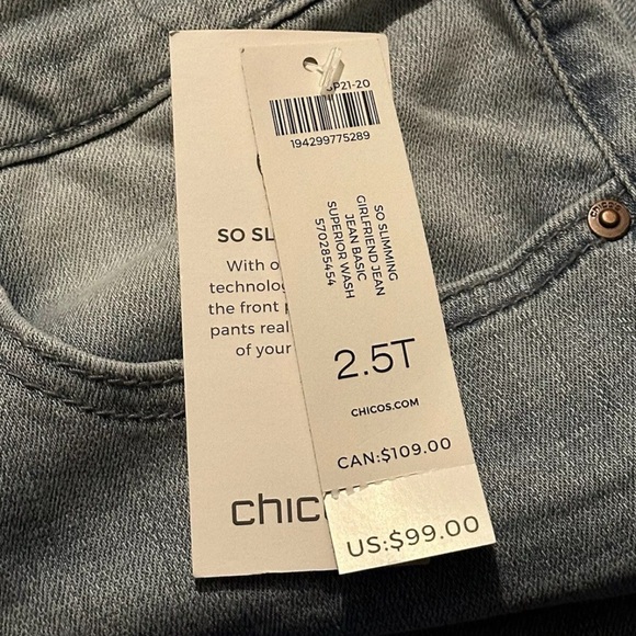 CHICO’S NWT SIZE 14T SO SLIMMING GIRLFRIEND STRAIGHT LEG - Picture 4 of 4